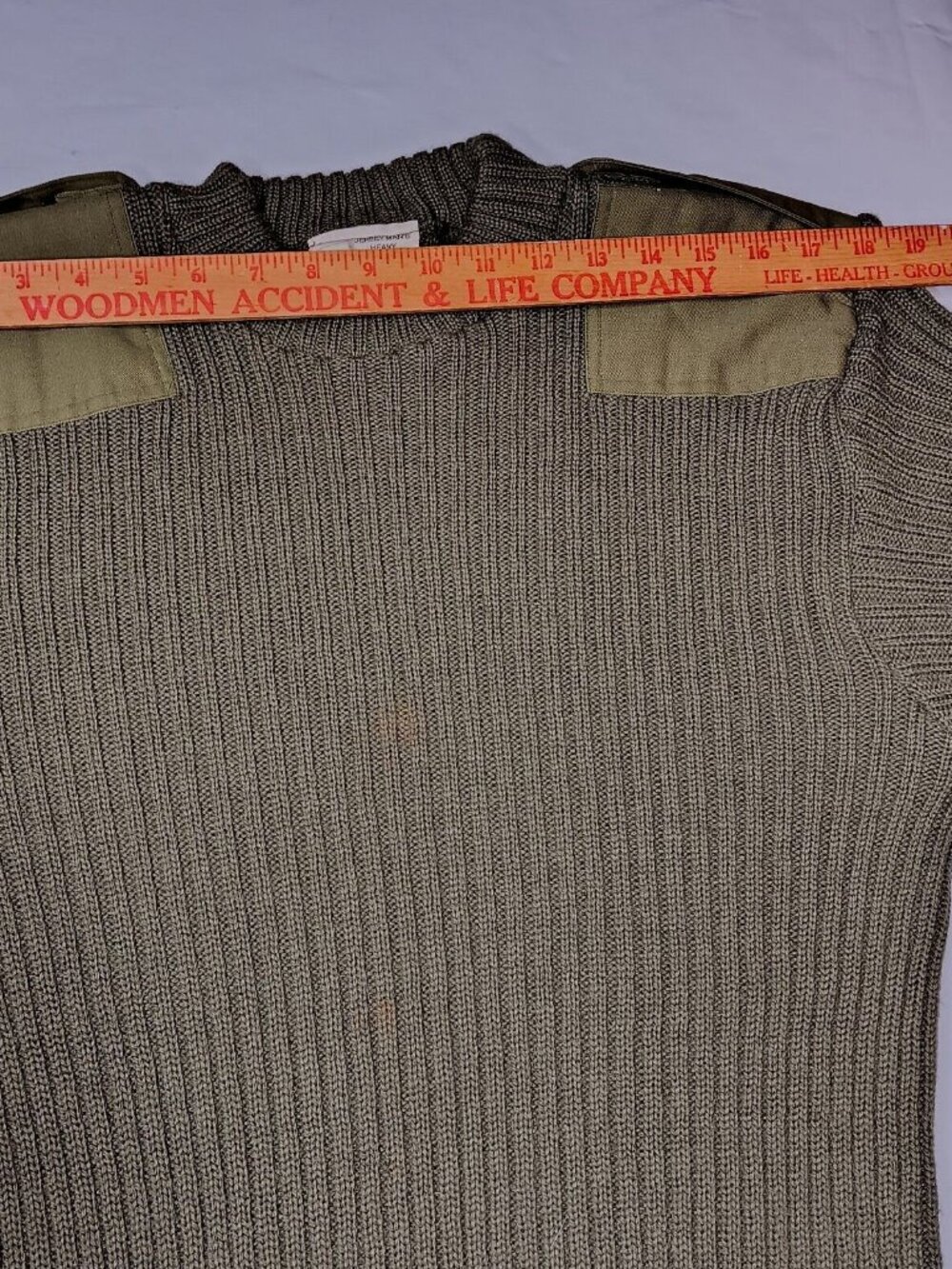 Jersey Mans Heavy Sweater Unisex Size 4 Ribbed Knit Military Police Army Green - Picture 10 of 14